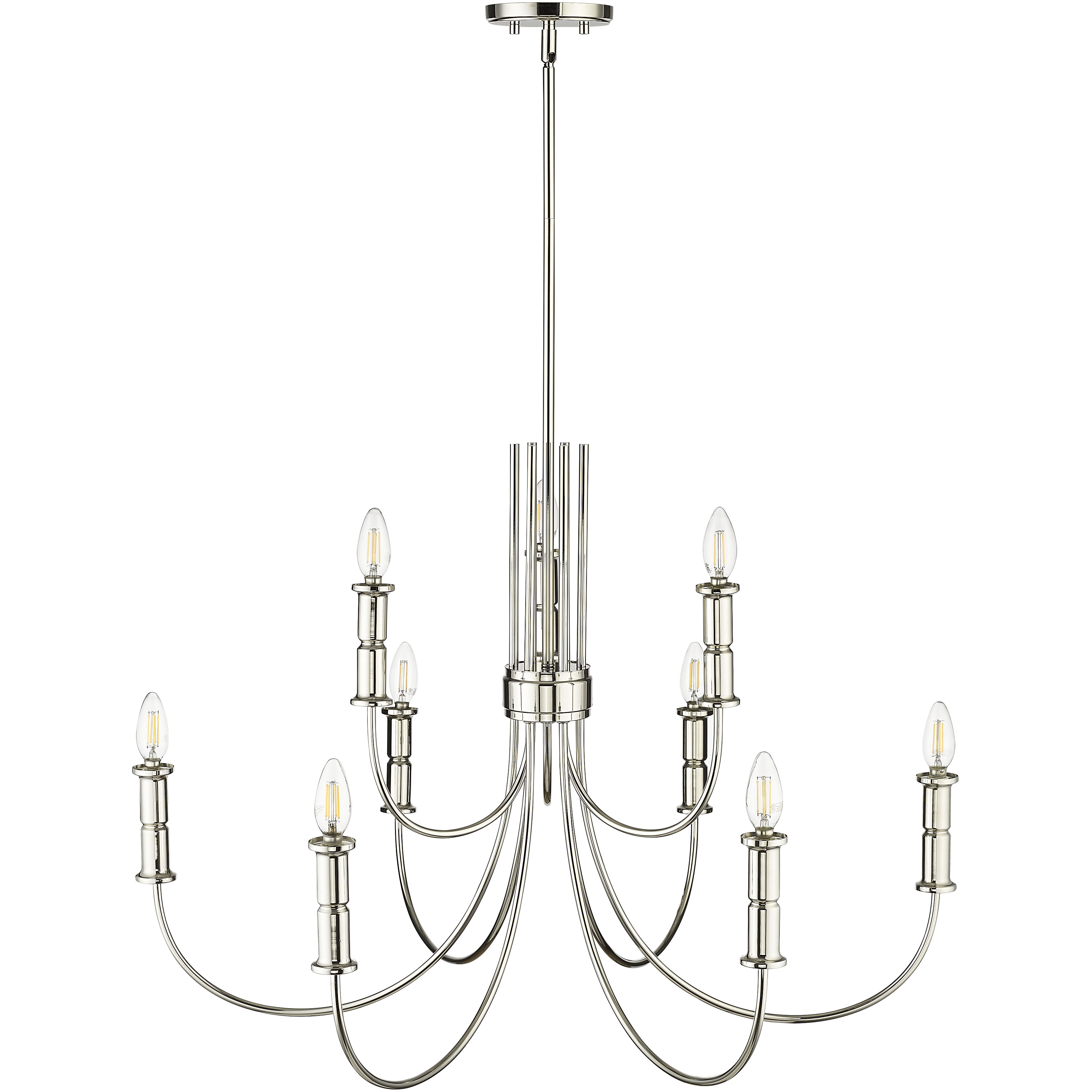 Potiss 9 Light 34 inch Polished Nickel Chandelier Ceiling Light